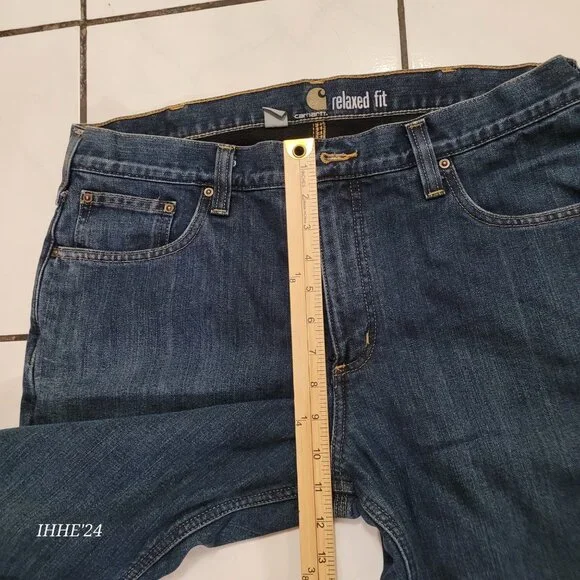 Carhartt Mens Relaxed Fit Jeans 36x30 Blue Denim Built-In Warm - Picture 7 of 12